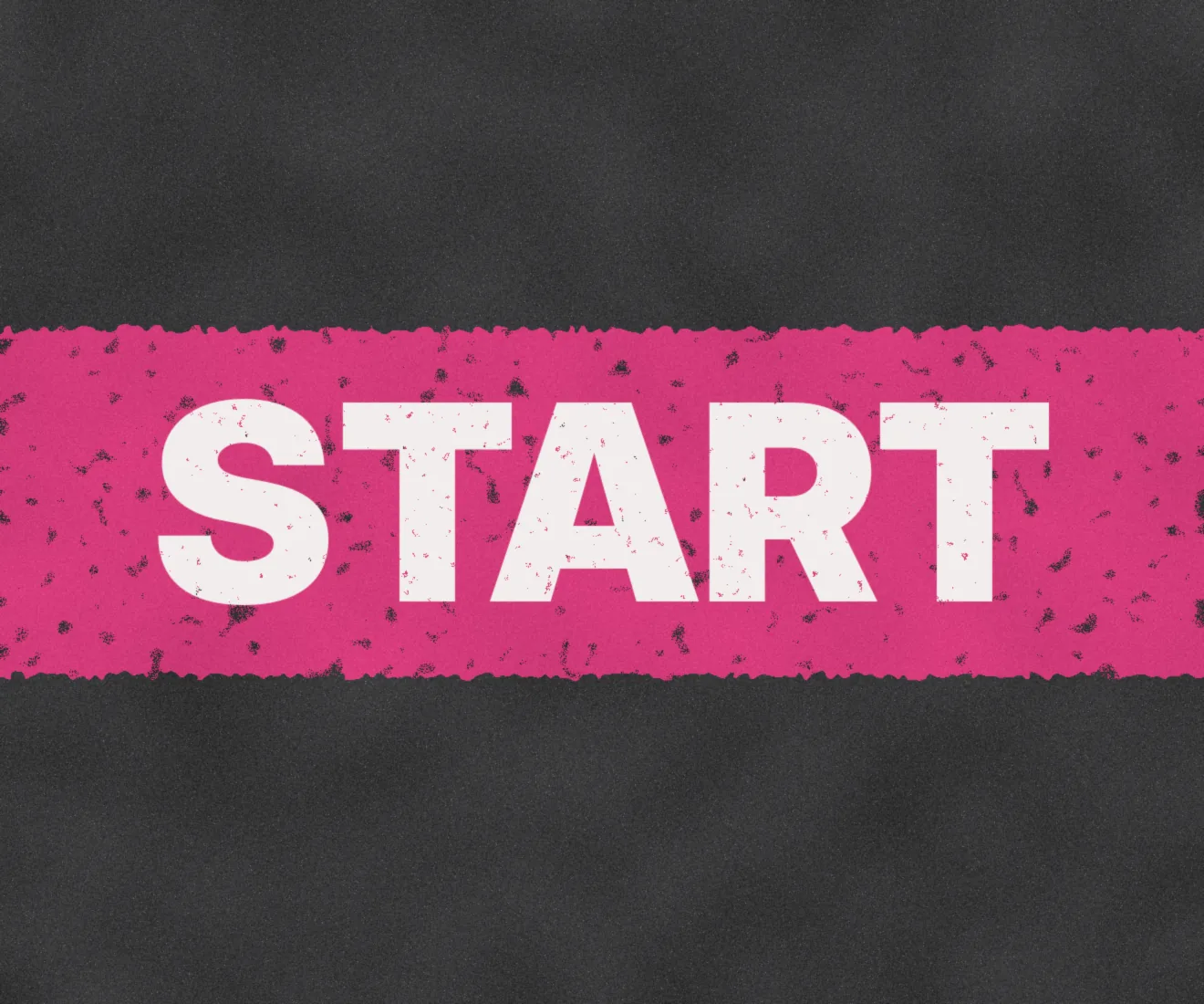 La palabra START pintada sobre una línea de salida rosa